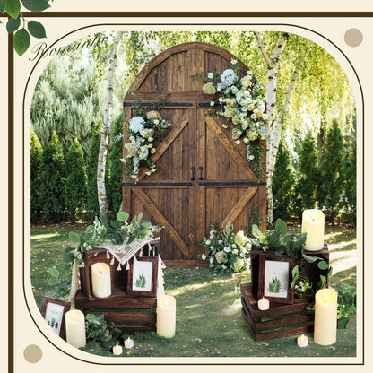 Yuntau 11 Pcs Rustic Nesting Wedding Decoration Farmhouse Wood Crates for Display Decorative Storage Baskets with Candles for Bridal Shower Birthday Party Centerpiece(Brown)