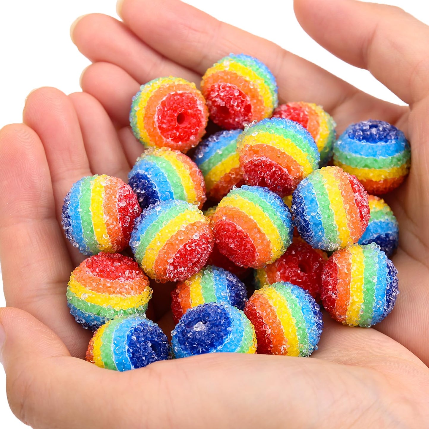 30PCs 20MM Chunky Resin Rhinestone Beads Round Disco Ball Bubblegum Beads for Women Necklace Bracelet Jewelry Making Phone Lanyard Hair Accessories DIY Crafts (Rainbow)