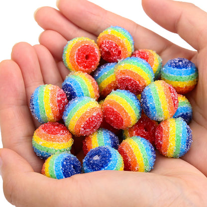 30PCs 20MM Chunky Resin Rhinestone Beads Round Disco Ball Bubblegum Beads for Women Necklace Bracelet Jewelry Making Phone Lanyard Hair Accessories DIY Crafts (Rainbow)