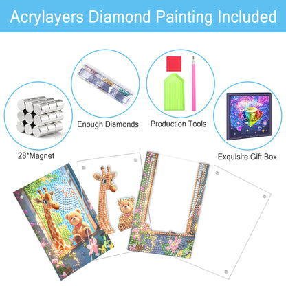 SKRYUIE DIY Acrylayers Diamond Art Kits for Adults, Dwarf Multi-Layer Acrylic Diamond Painting Kits, 4-Layered Magnetic Stand-Up Tabletop Decor, Unique Multi-Dimensional Craft Gift 4x6 Inch A7