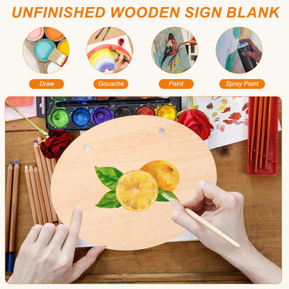 MECCANIXITY Unfinished Hanging Wood Sign Blank with Ropes 6"x5" Unfinished Wood Crafts Boards Wooden Plaques for Crafts DIY Painting Burning Carving Door Wall Decoration, Style 7, Pack of 12