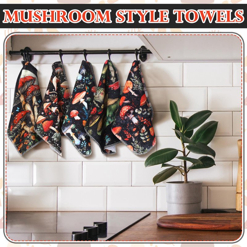 Noveread 36 Pack Mushroom Reusable Cleaning Cloths Washable Cotton Kitchen Towels for Home (Stylish Color)