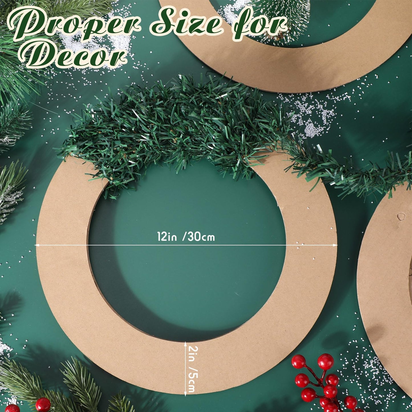 Sieral 40 Pcs Large Hanging Round Wreaths Round DIY Ornaments Wreath Form Bulk Cardboard Wreath Ring Wedding 4th of July 250th Anniversary Patriotic Wreaths for Craft DIY Holiday Decor (12 Inch)