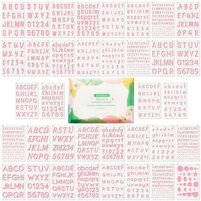 Midenco Reusable Small Letter Stencils for Painting, 36 Pcs (1/4, 1/2, 3/4, 1, 5/4 in.) Plastic Templates with Number & Alphabet - DIY Crafts