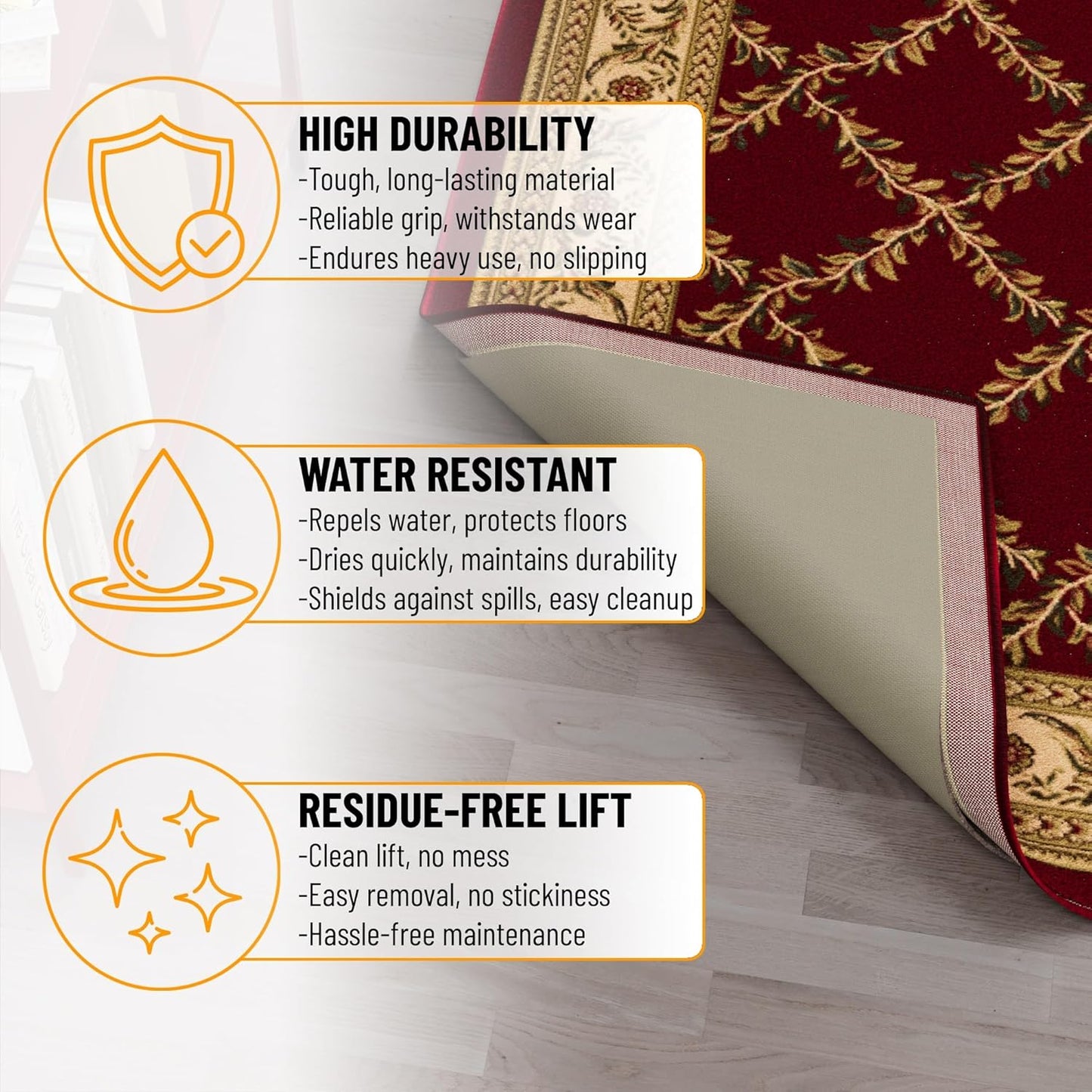 3' 11' 1/4 Inch Ottomanson x Non-Slip Rug Pad Gripper Thick Dual Surface Felt + Rubber Gripper - Safe for All Floors