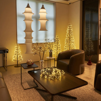 Hairui Lighted Brown Starburst Garland with Timer and Dimmer 6FT 160 LED Fairy Lights Plug in, Twig Vine with Lights for Christmas Fireplace Mantle Table Decoration Indoor Outdoor