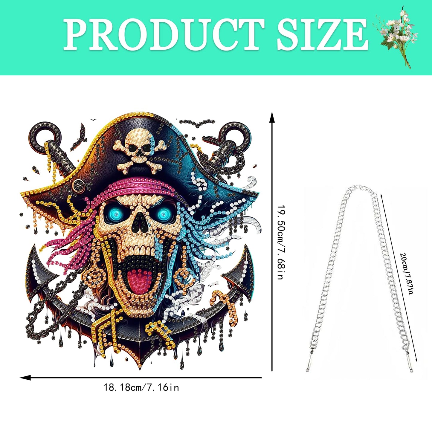 Auremi Pirates Diamond Art Pendant Kits,5D Skulls Diamond Art Diamond Painting Hanging Kits,DIY Special Shaped Diamonds Painting Suncatcher Pendant Kit for Adults for Gift Wall Home Decor