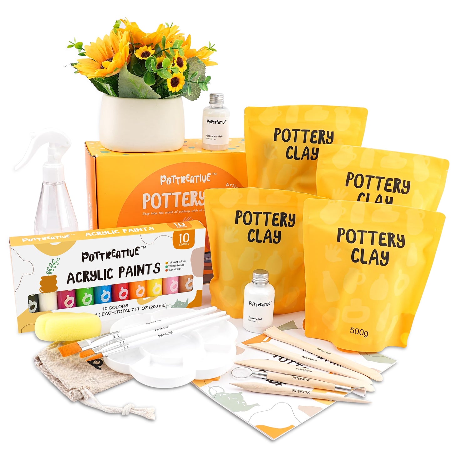 POTTREATIVE Air Dry Clay Kit for Adults, Pottery Starter Kit with Tools & Guide, DIY Craft Kit for Beginners, Date Night Activity, Art Hobby Gift Set