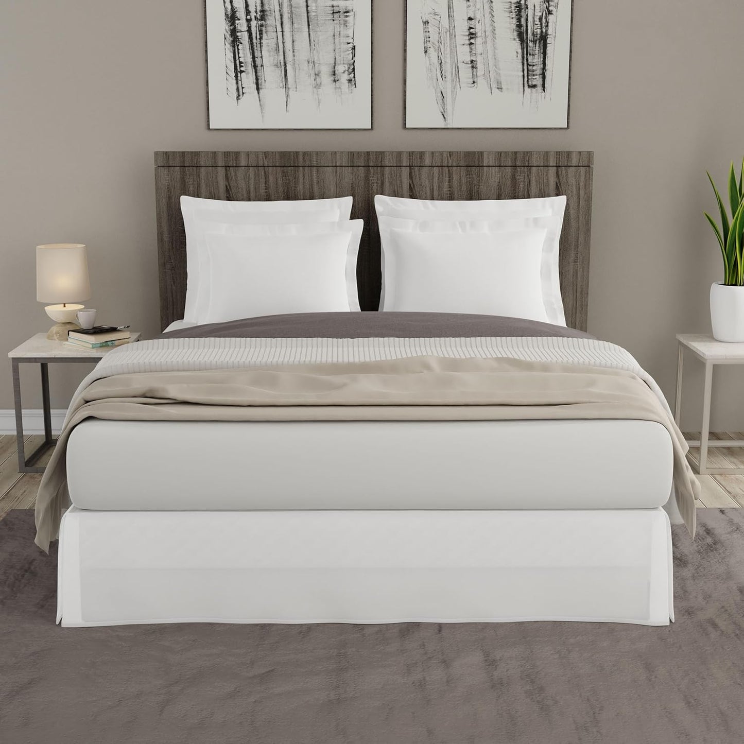 TODAY'S HOME Classic Tailored Microfiber Bed Skirt Dust Ruffle, King, 14" Drop Length, White TOH25014WHIT04
