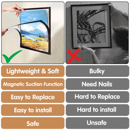 SKRYUIE 12x12 Inch Diamond Art Kits for Adults Frames - Magnetic Self-Adhesive, 6-Pack (Black) - Perfect for 10x10 Inch Artwork Paint by Numbers - Suitabble Frames Painting for Wall Window Door
