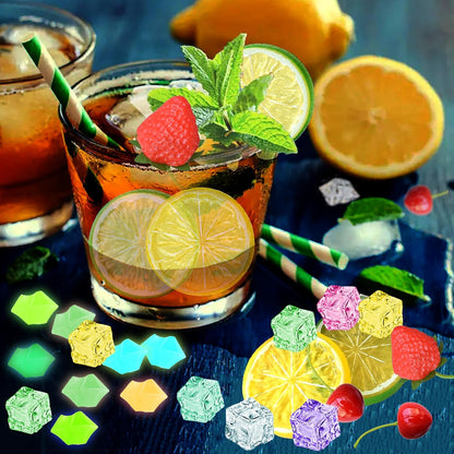 Chewarelly 70 Set, 10 10 5 45 2 Pcs Fake Fruits Ice Cube Include Artificial Lemon Slice Simulation Cherries Fake