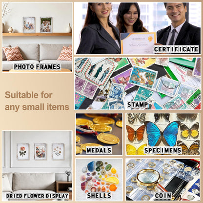 4 Pack 8"x 10" Shadow Box Frames Display Cases Wood Deep Shadowbox for Photos, Dried Flowers, Handicrafts Picture Frames for Wall Tabletop (Distressed White, 8x10)