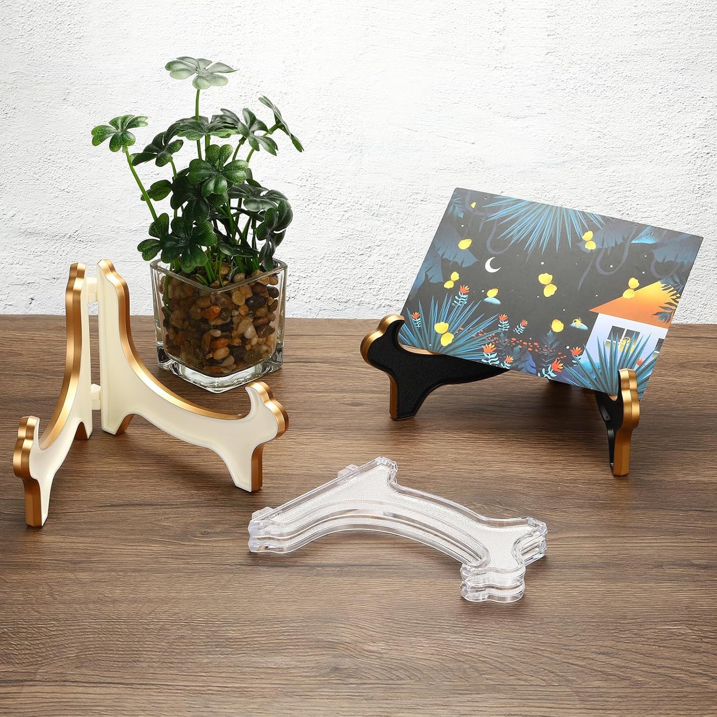 PATIKIL 10" Acrylic Decorative Plate Stand Holder, Table Use Foldable Thicken Picture Easel Frame Display Holder for