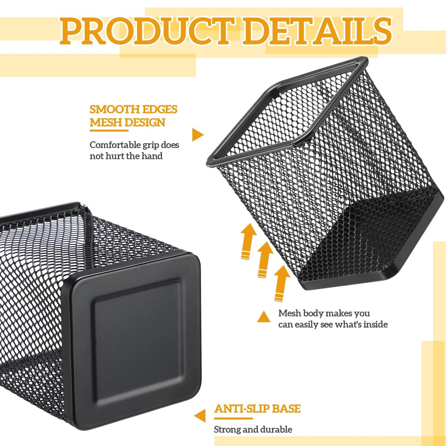 Colingmill 6 Sets Pegboard Cups with Hooks Pegboard Pencil Holder Bin Organizer Black Square Peg Board Accessories Metal Pencil Holder Cup for Home Office Workbench Craft Room Workshop Garage Tool