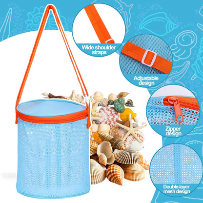 Beach,2PCS Vodolo Sea Shell Bags for Large Mesh Seashell Holder for Adults,Shelling Collecting Tools Travel Sand Toys