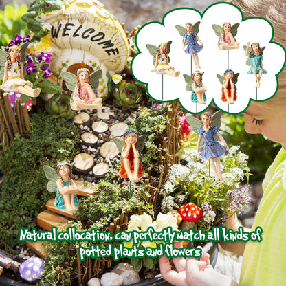 Bucherry 12 Pieces Garden Mini Fairies Figurines Miniature Fairy Sculpture Decoration Tiny Garden Accessories for Home Outdoor Yard Lawn Flower Pot Decor (Elegant)