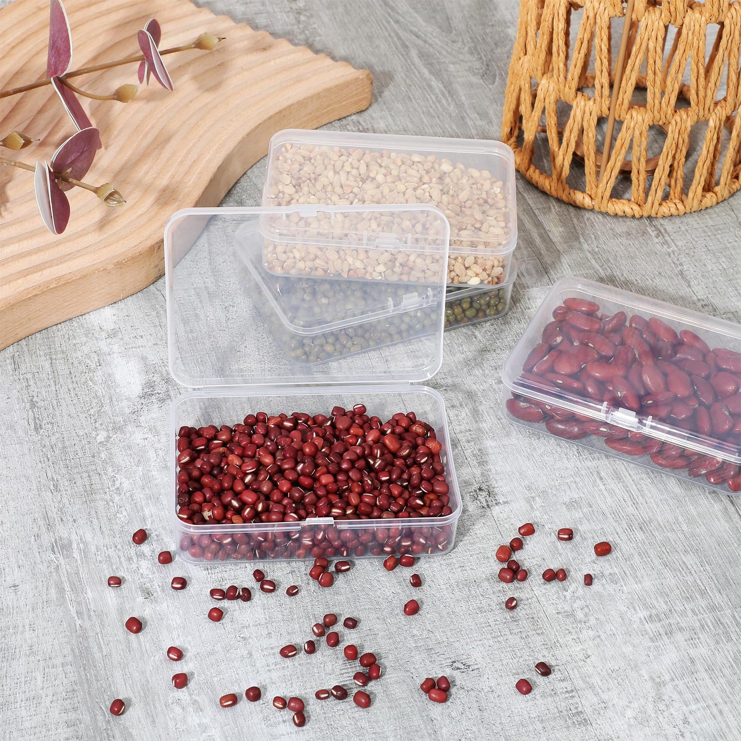 Nodaaiie 30 Pack Clear Plastic Beads Storage Containers with Hinged Lids, Small Rectangular Storage Boxes for Jewelry, Craft Supplies, and Small Items, 4.1 x 3 x 1 Inches