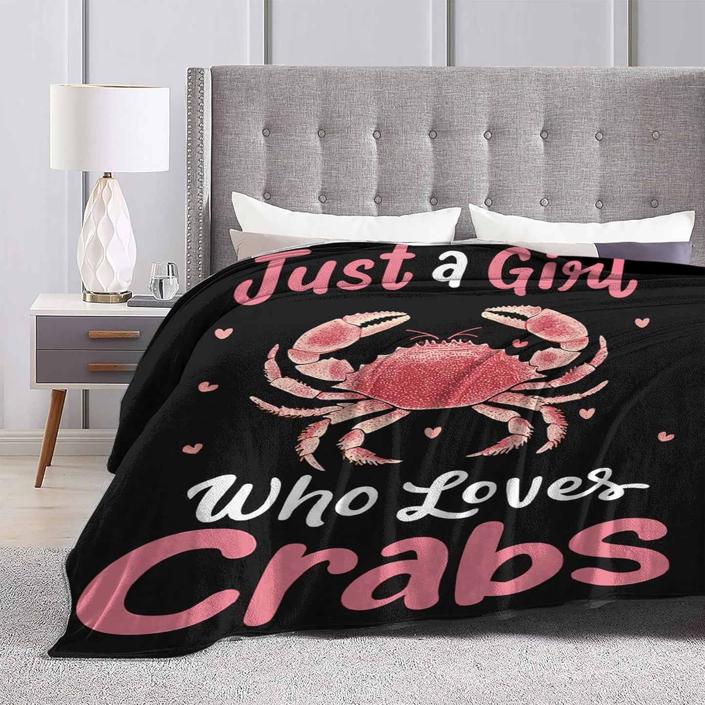 Cozy 40"X50" Crabs Blanket Just A Girl Who Love Crabs Fleece Throw Blanket Super Soft Warm Fuzzy Plush Crab Blanket