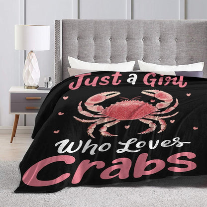 Cozy 40"X50" Crabs Blanket Just A Girl Who Love Crabs Fleece Throw Blanket Super Soft Warm Fuzzy Plush Crab Blanket