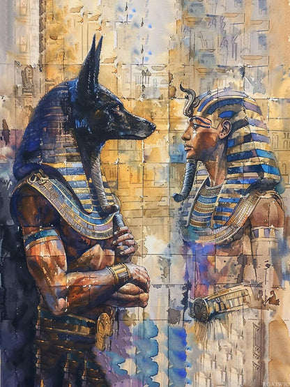RGAJWIC Egyptian God Anubis and Pharaohs Diamond Art Painting Kits for Adults Beginners 5D Full Round Drill Diamond Art Sets Paint by Diamonds Art Crystal Easy Home Wall Decor 30x40 cm