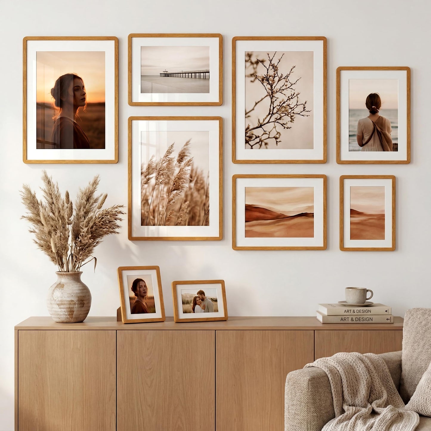 A3 Picture Frame,Natural Solid Teak Wood Photo Frame with HD Tempered Glass,A3 Photo Frames Matted to A4,Rounded Corner Wooden Frames Wall Decoration for Family/Graduation/Wedding/Certification