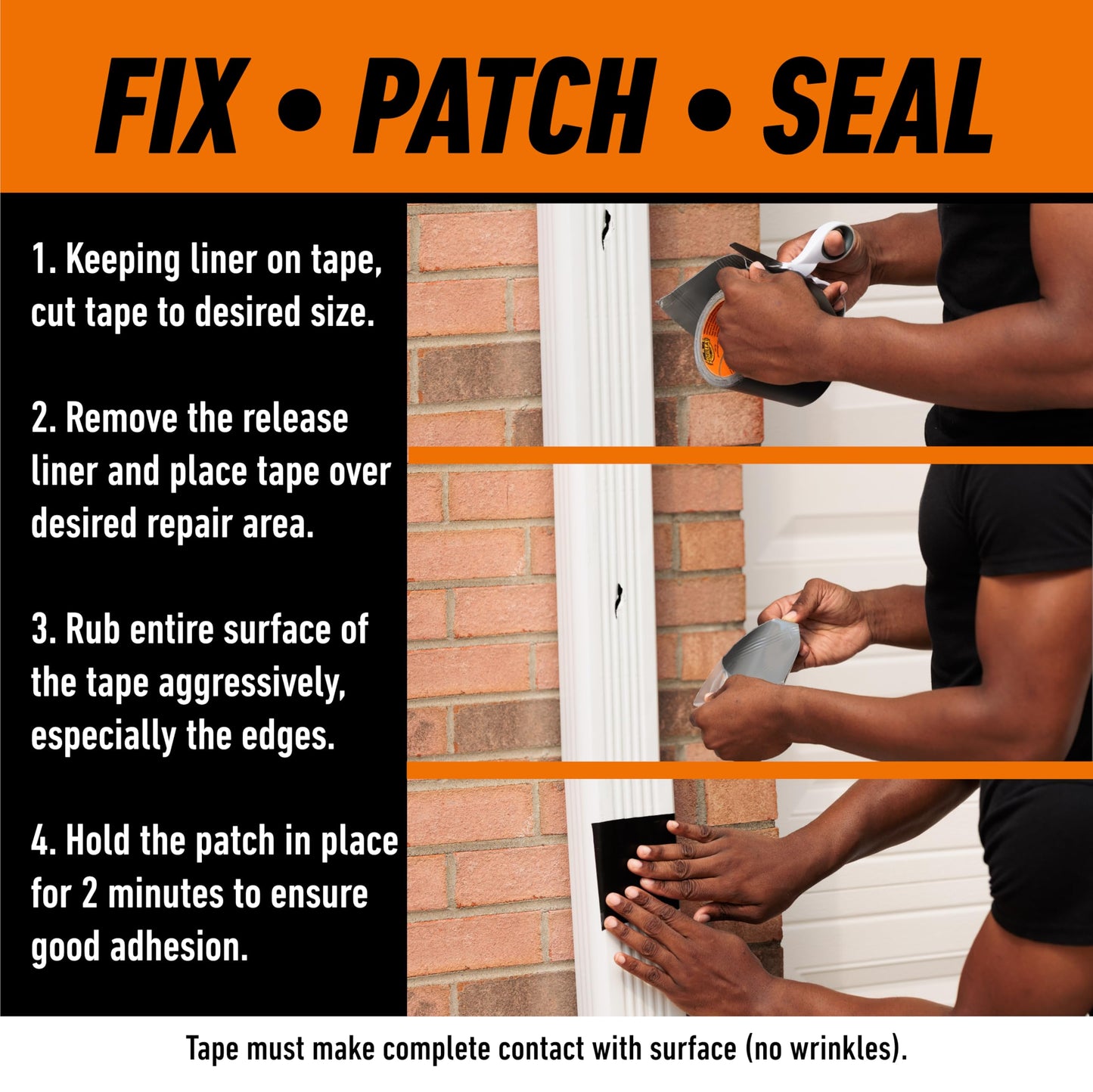 Gorilla Waterproof Patch & Seal Tape, Black Tape, 4" x 10' (Pack of 1) - Permanent Weather Resistant Seal for Leaks and Repairs
