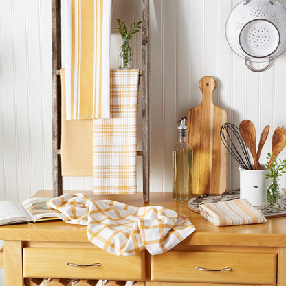DII Assorted Woven, Kitchen Dishtowel Set, 18x28, Honey Gold, 5 Piece