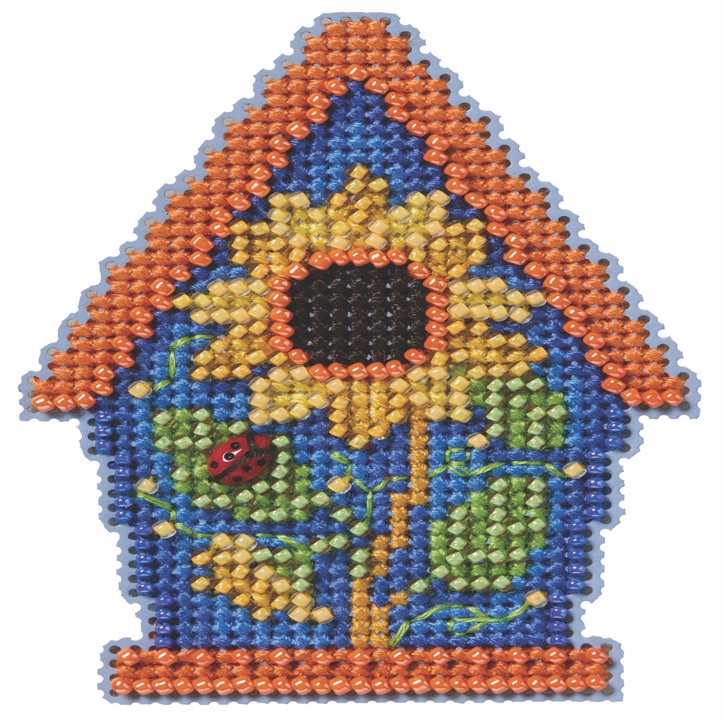 Mill Hill Painted Birdhouse Beaded Counted Cross Stitch Ornament Kit 2026 Spring Bouquet MH182615, 3 inches x 3 inches, Multi