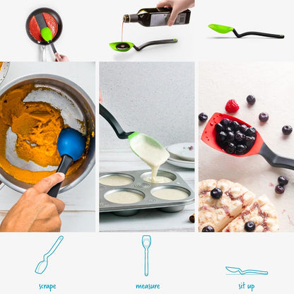 Dreamfarm Supoon Non-Stick Spoon - Sit-Up Silicone Scraping, Serving, Cooking, 11" Green