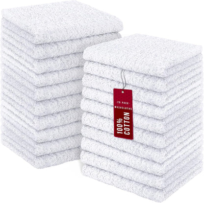 20 Pack 100% 12 12 inch (20 Pack) DecorRack Cotton Wash Cloth, Luxurious Soft, x Ultra Absorbent, Machine Washable