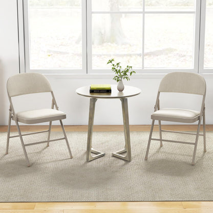 TANGZON 2/4/6 Pack Fabric Padded Folding Chairs, Steel Frame Conference Chairs with Backrest & Non-Slip Foot Pads, Easy Storage Event Hall Guests Seat for Home Office Reception (6pcs,Mid Back,Beige)