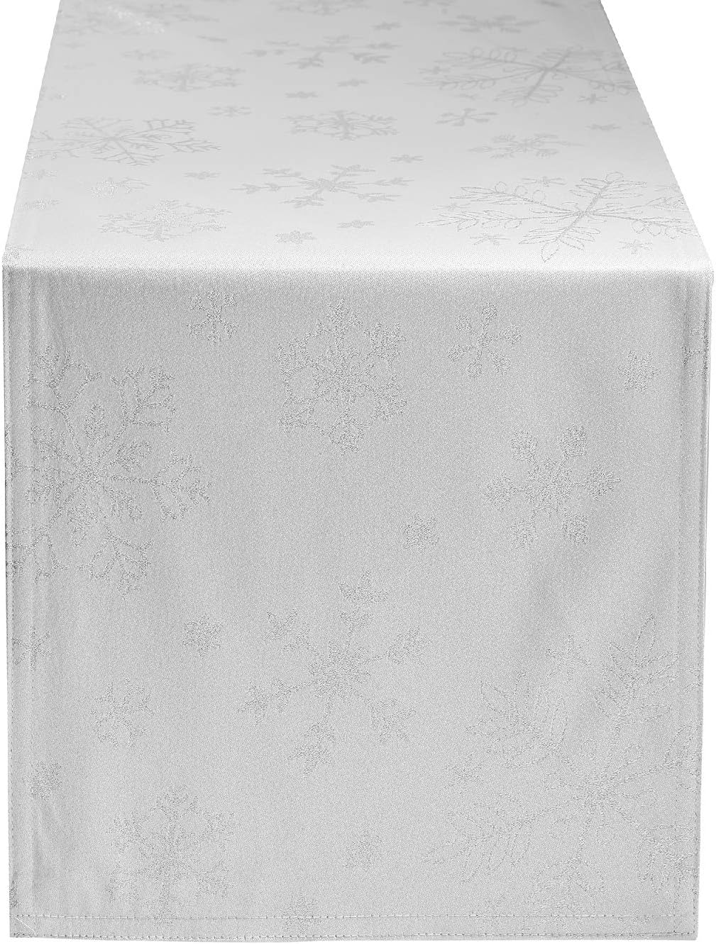 13 95 Inch, HARORBAY White Table Runner x Farmhouse Silver Dresser Scarf for Dining Room Kitchen Party Winter Holiday