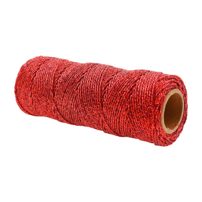 Mandala Crafts Red Green Gold String for Gift Wrapping – 55 X 3 Yards 1mm Thin Metallic Bakers Twine for Crafts, Packaging, Party Favors, and DIY Decorations