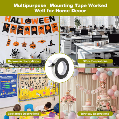 Double Sided Tape Heavy Duty,0.39INx 16.5FT Removeable Mounting Tape No Damage Wall Tape Damage Free Picture Hanging Strips,Strong Adhesive Strips Foam Tape for Home Office Decor Poster Art Craft