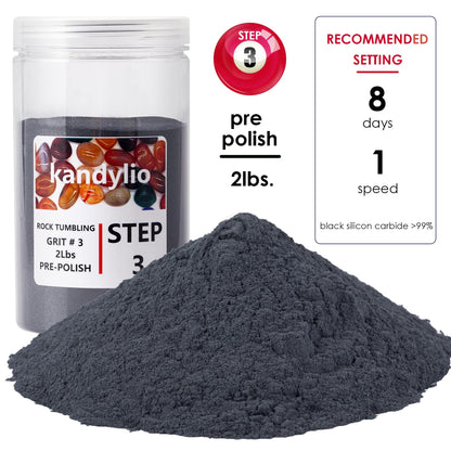 Kandylio 8 Lbs Rock Tumbler Grit Kit Polish Upto 60LBS Rocks Silicon Carbide & Aluminum Oxide Polishing and Tumbling Abrasive Media for Any Rock Tumbler Polisher