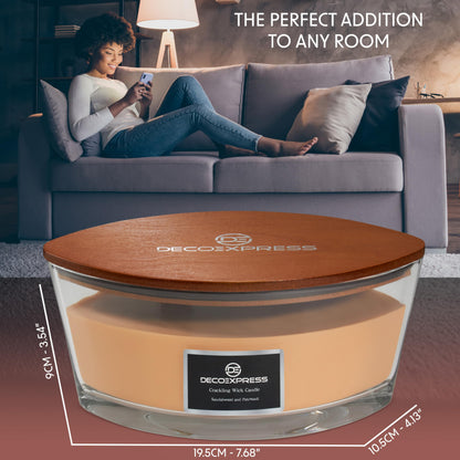 DECO EXPRESS Scented Candles, Crackle Double Wick Candles, Long 50 Hours Burn Time, Home Decor & Gift Ideas (Sandalwood/Patchouli)