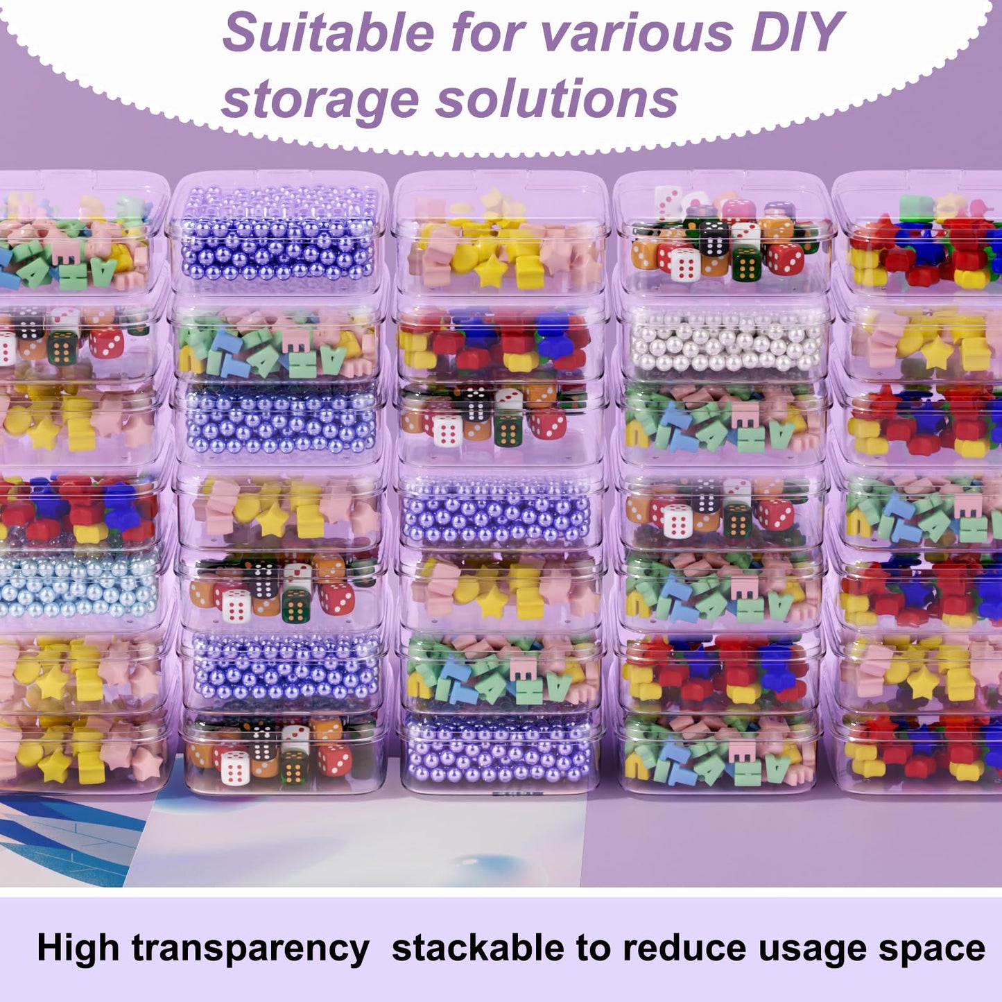 Bead Organizer Box, 84 Pcs Small Plastic Containers with Lids, 4-Tier Stackable Storage Box, Clear Organizers for Jewelry Toys Craft Storage