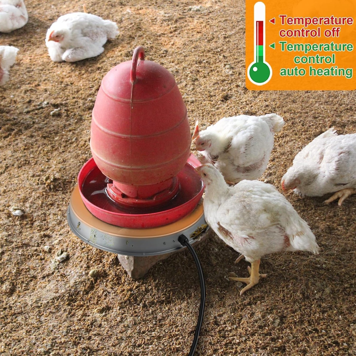 6 125W Poultry Chicken Water Heater: Chicken Water Heater Base for Winter, for Plastic/Metal Poultry Watere Under