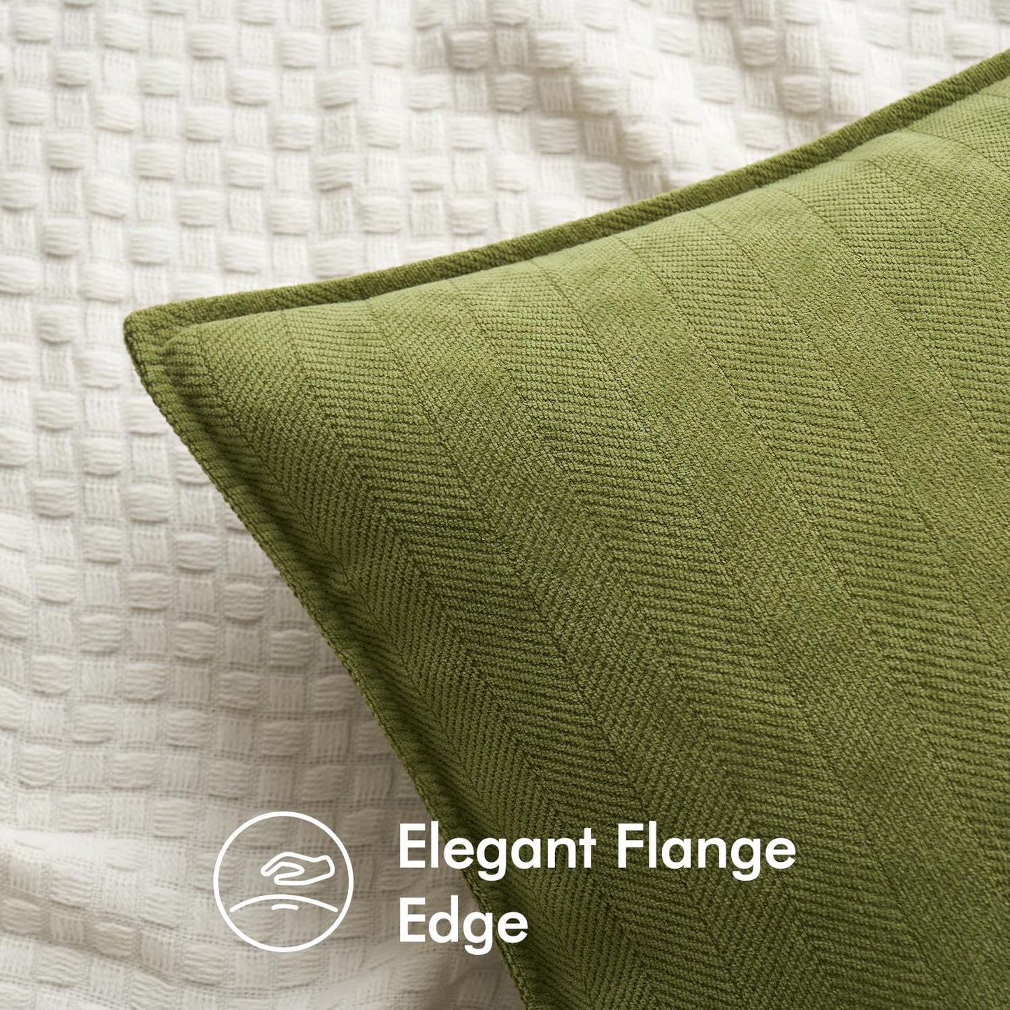 MIULEE Olive Green Corduroy Decorative Throw Pillow Covers - Set of 2, Stylish Home Accent