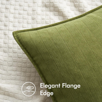 MIULEE Olive Green Corduroy Decorative Throw Pillow Covers - Set of 2, Stylish Home Accent