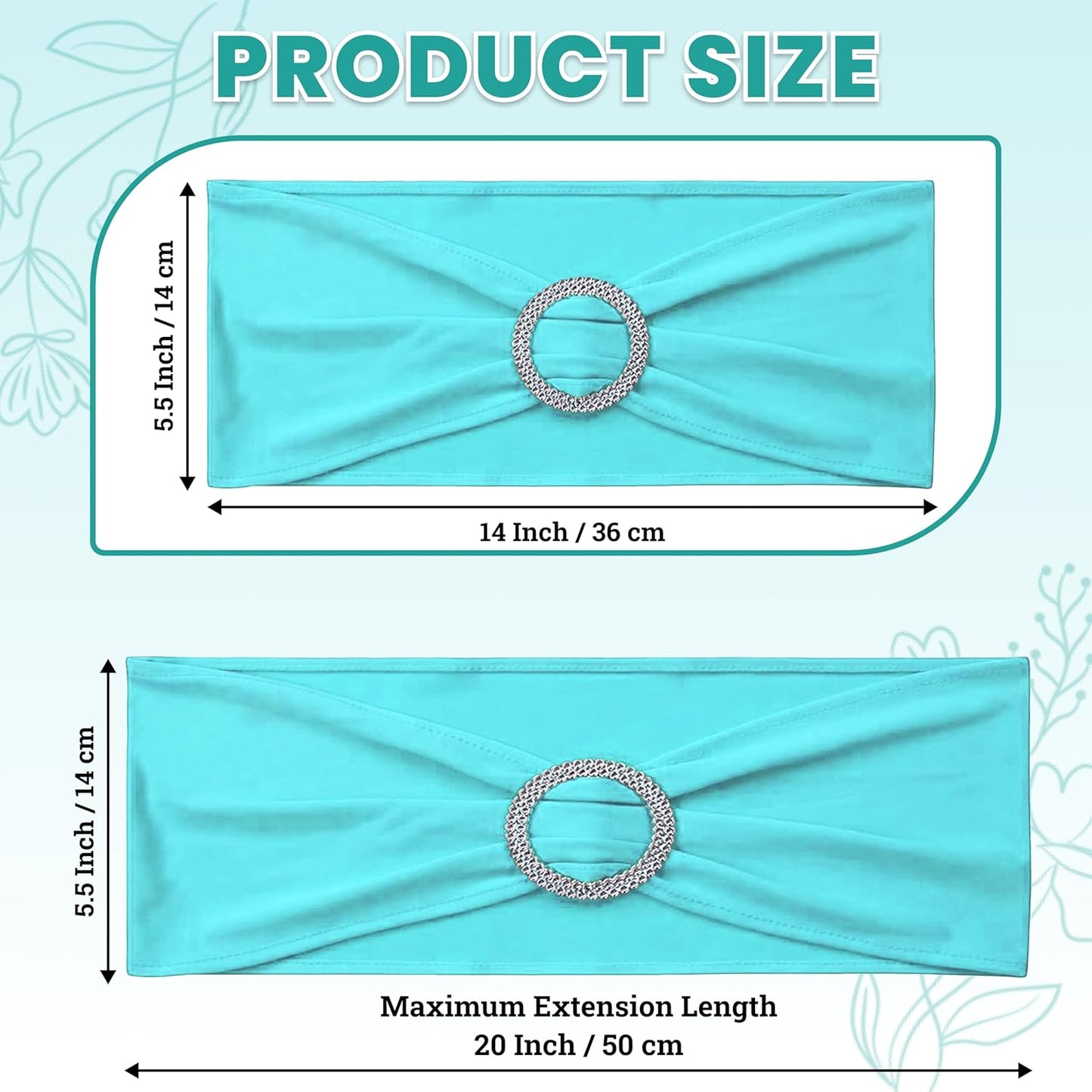 MDS Spandex Chair Sashes - Premium Stretch Covers with Buckle Slider for Weddings & Events | Aqua Blue, Pack of 10