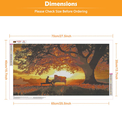 KEYIFA Diamond Art Kits for Adults, 28x16 Inch Large Tree Diamond Painting 5D Diamond Art for Beginners Twilight Landscape DIY Full Drill Paint by Diamonds Dots Gem Art for Home Wall Decor