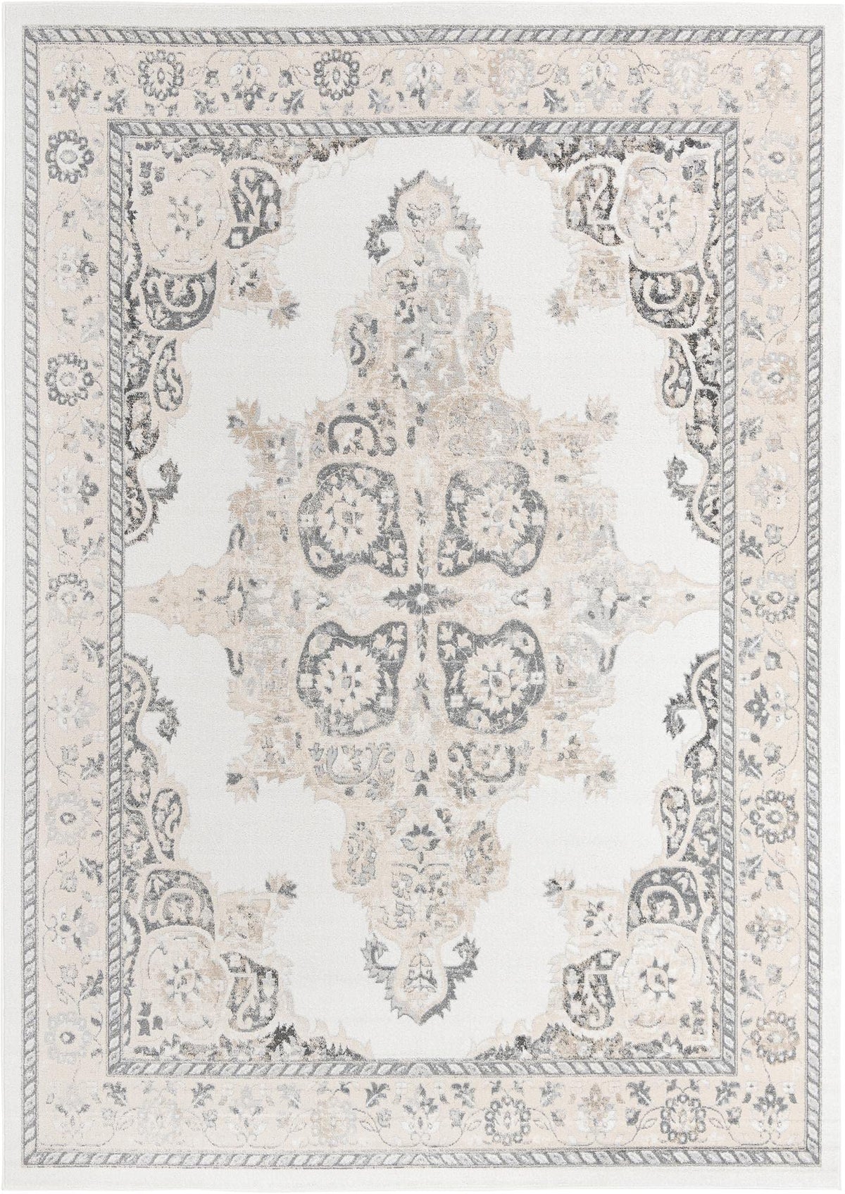 Unique Loom Parker Collection Area Rug - Merakli (10' x 14' Rectangle, Ivory/ Black)