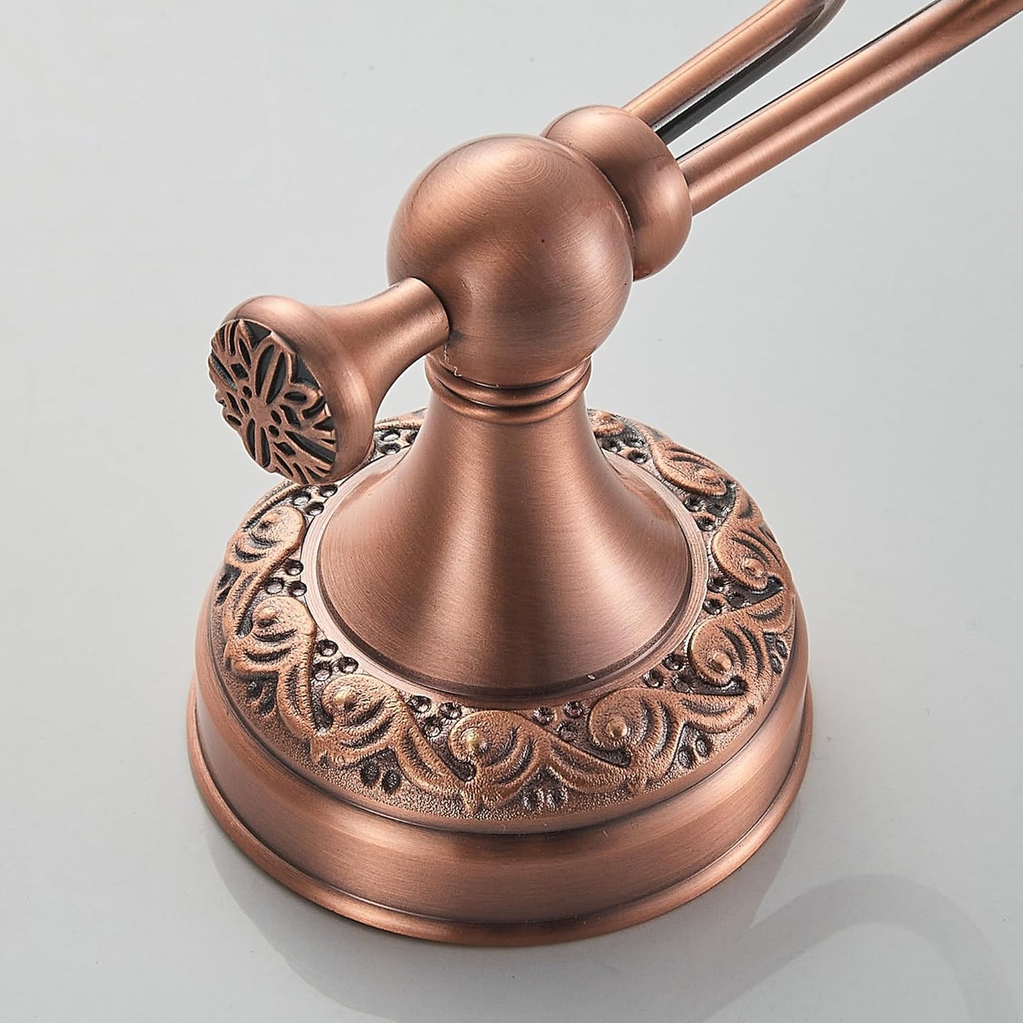 Red Copper Bath Towel Hooks, Wall Mounted Bathroom Hardware Accessories with Pattern Carving Design