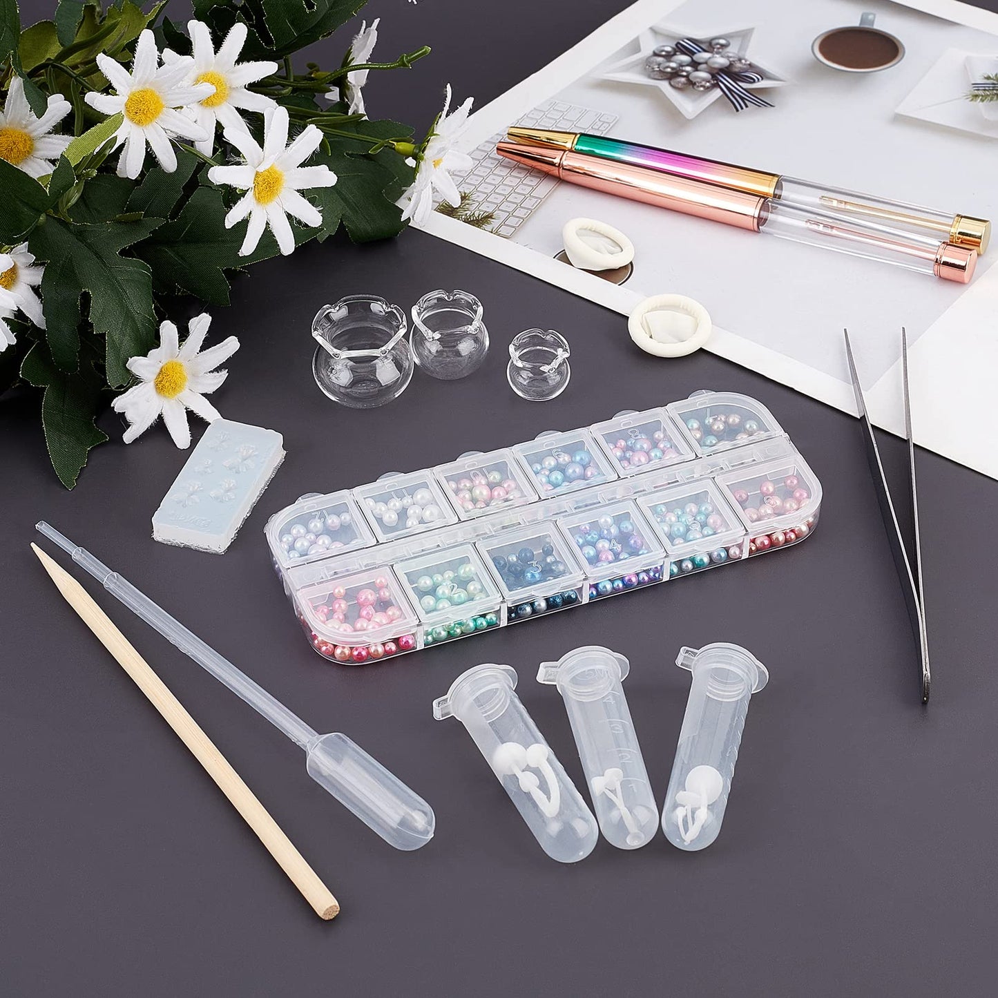 OLYCRAFT 55PCS Miniature Koi Fish Mold Set Silicone Molds for Resin Koi Fish Shaped Resin Molds Glass Goldfish Bowl, Pearl, Mushroom Botanical Terrarium Craft Set for Epoxy Resin DIY Crafts