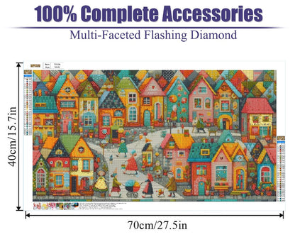 COHAYISY 5D Diamond Art Painting European Town Kit - DIY Paint with Diamond Art Abstract Round Full Drill Craft, Home Decor Embroidery Set with Canvas, Tools, Sparkling Diamonds 15.7x27.5 inch