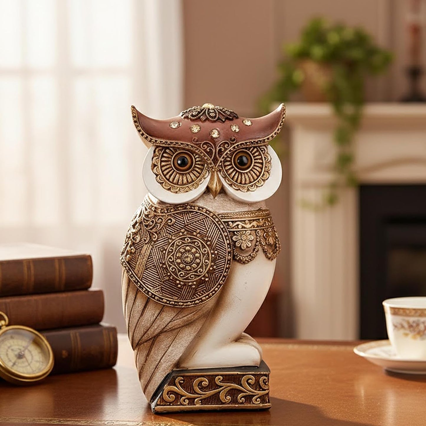 Owl Statue for Home Decor Accents, Shelf Bookshelf Table Office Living Room Decor Owl Figurine, Ideal Gifts for Bird