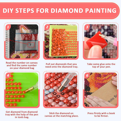 Skyboda 4 Pack Diamond Painting Kits for Kids Beginners, Christmas Animals Diamond Art Kit, DIY Full Round Drill Diamond Dot Gem Art Kits for Adults, Home Wall Decor 12x12 inch