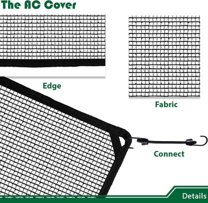 Air Conditioner Cover 28" X 28" for All Seasons, Includes Bungee Cords, Solid Black AC Compressor Condenser Top Cover