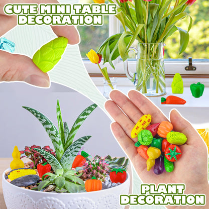 Kaiyuan Dynasty 60pcs Mini Resin Vegetable Figurines Miniature Vegetable Figurines Tiny Artificial Vegetables for DIY Art Crafts Cake Topper Miniature Landscapes Garden Home Kitchen Decoration
